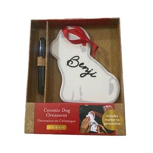 New Dog Kate & Milo Ceramic Dog Ornament Christmas Include Marker to Personalize